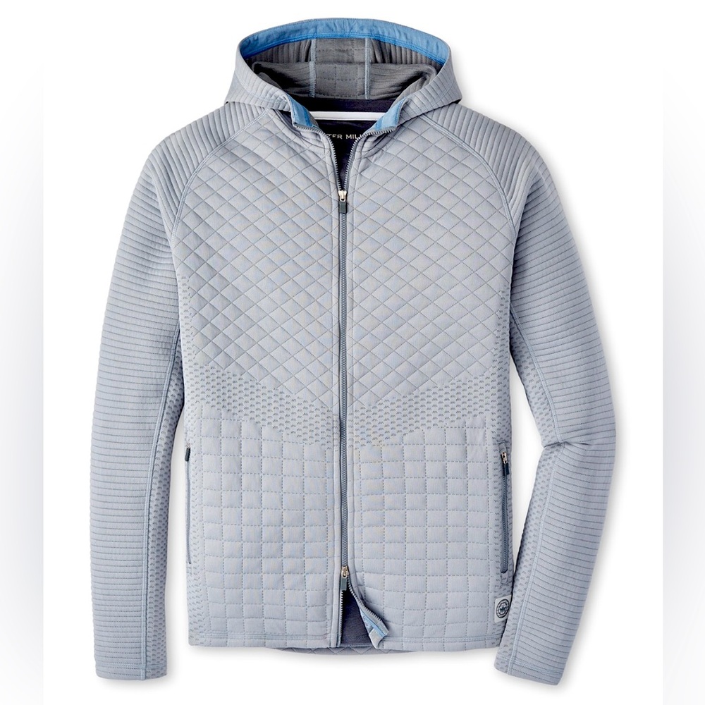 Peter Millar Men's Gale Grey Orion Quilted Hoodie Size Large New with Tags